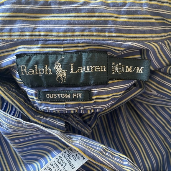 Vintage Ralph Lauren Custom Fit striped Button Down Shirt Men’s M 100 % cotton - Picture 4 of 9